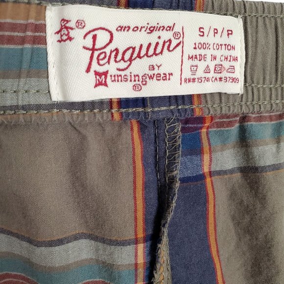 Original Penguin Size S Pants Lounge 100% Cotton Pull On Pajama Plaid Pockets - Picture 7 of 8
